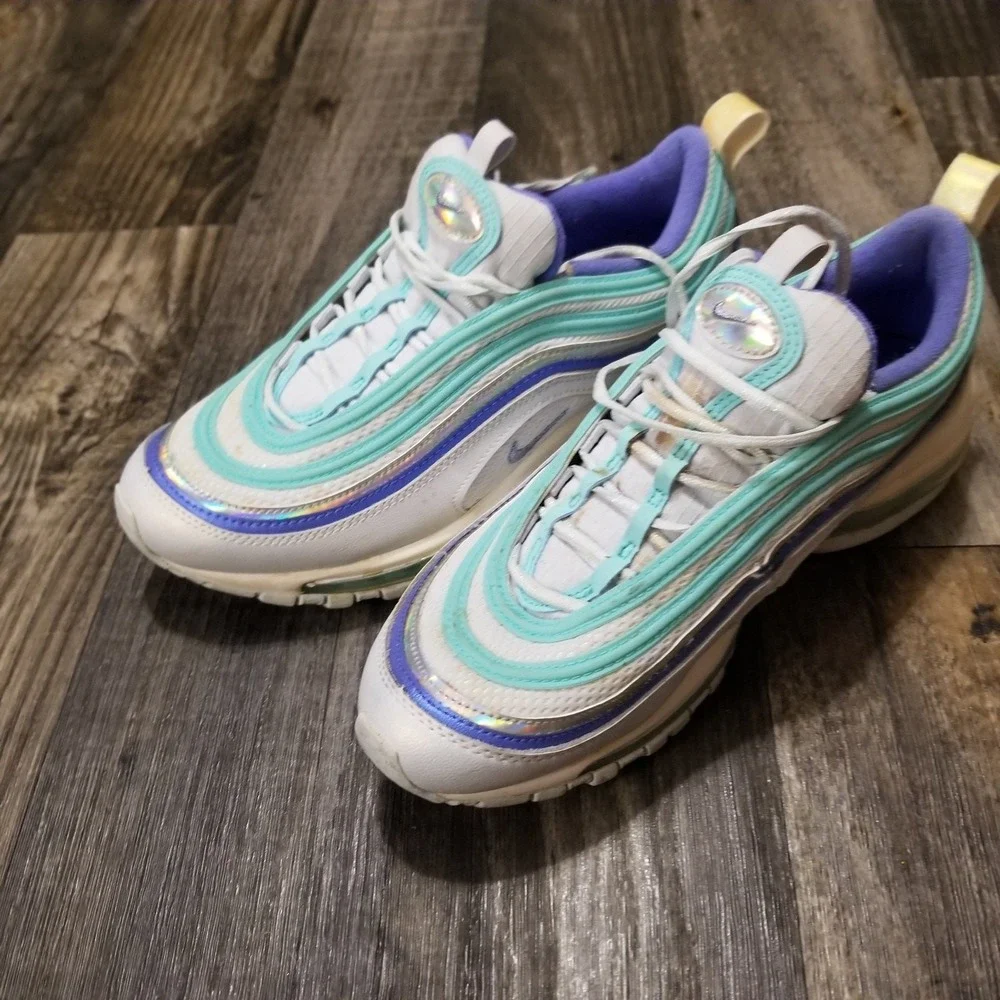 Nike Air Max 97 Youth 6.5 Aura Sapphire Aurora Green Blue Shoes